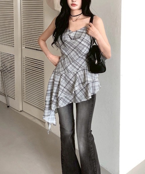 almo（アルモ）の「【LAMPOON】チェックイレヘムキャミワンピ（ワンピース・レディース・モカ/グレー・FREE）」の19枚目の写真