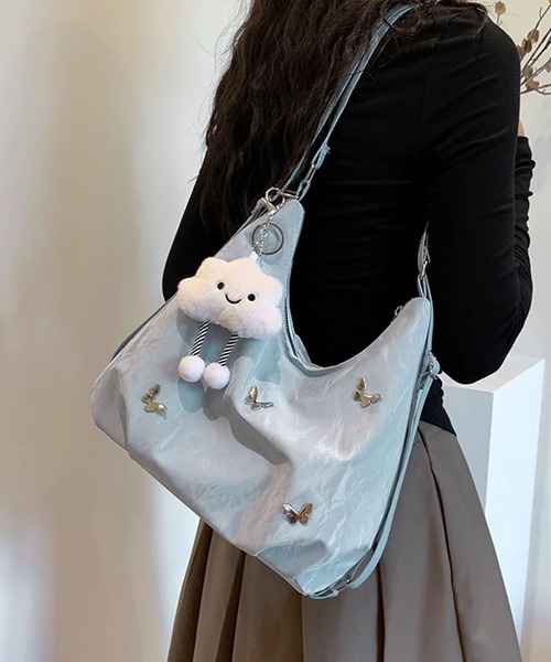✧‧˚ Fatima✧‧˚ハンドメイド 手編み バタフライ模様 バッグ バタフライモチーフ2WAYバッグ（ショルダーバッグ）｜aimoha