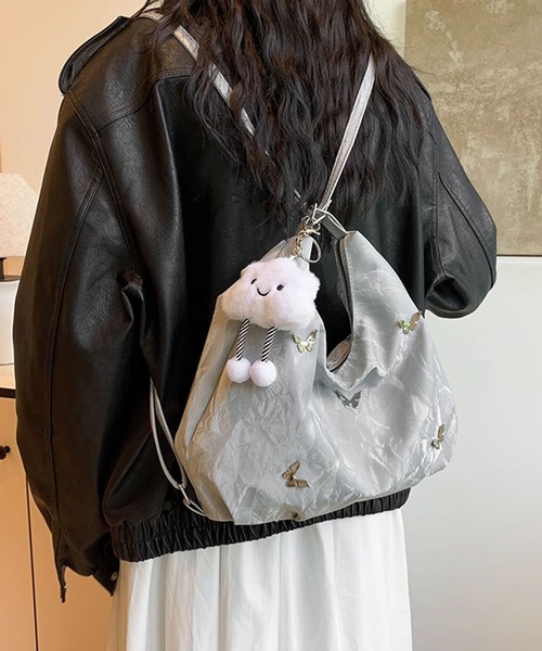 ✧‧˚ Fatima✧‧˚ハンドメイド 手編み バタフライ模様 バッグ バタフライモチーフ2WAYバッグ（ショルダーバッグ）｜aimoha