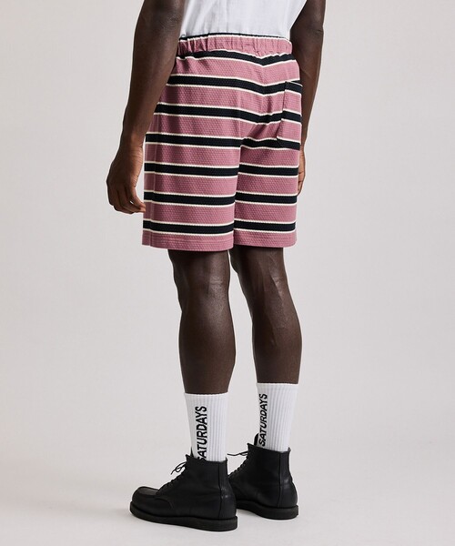 Saturdays NYC(サタデーズ ニューヨークシティ )の「Mesh Border Stripe Shorts(その他パンツ・メンズ・パープル/ライトグリーン・M/S/XL/L)」の4枚目の写真