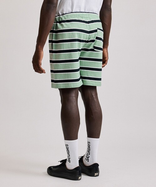 Saturdays NYC(サタデーズ ニューヨークシティ )の「Mesh Border Stripe Shorts(その他パンツ・メンズ・パープル/ライトグリーン・M/S/XL/L)」の3枚目の写真