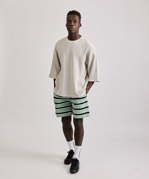 Saturdays NYC(サタデーズ ニューヨークシティ )の「Mesh Border Stripe Shorts(その他パンツ・メンズ・パープル/ライトグリーン・M/S/XL/L)」の7枚目の写真