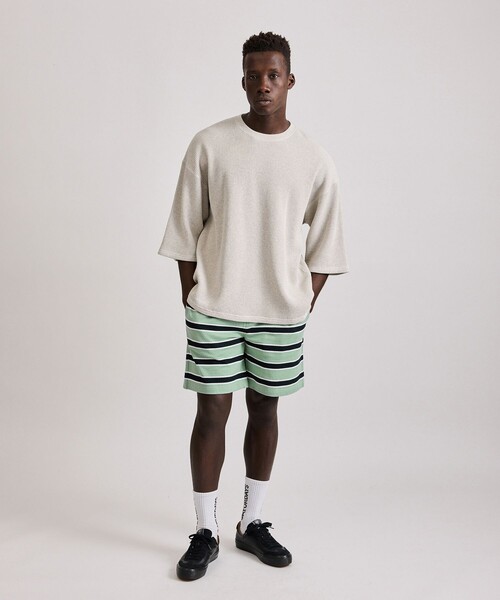 Saturdays NYC(サタデーズ ニューヨークシティ )の「Mesh Border Stripe Shorts(その他パンツ・メンズ・パープル/ライトグリーン・M/S/XL/L)」の8枚目の写真
