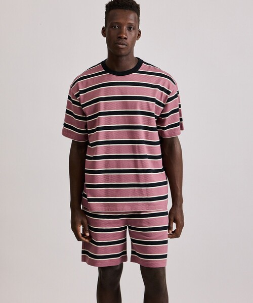 Saturdays NYC(サタデーズ ニューヨークシティ )の「Mesh Border Stripe Shorts(その他パンツ・メンズ・パープル/ライトグリーン・M/S/XL/L)」の9枚目の写真