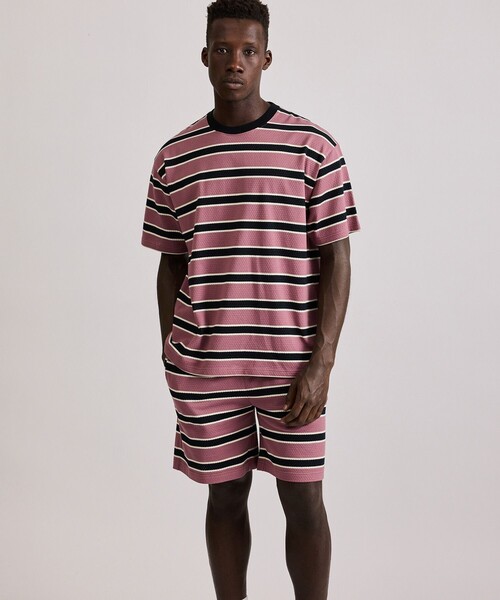 Saturdays NYC(サタデーズ ニューヨークシティ )の「Mesh Border Stripe Shorts(その他パンツ・メンズ・パープル/ライトグリーン・M/S/XL/L)」の10枚目の写真