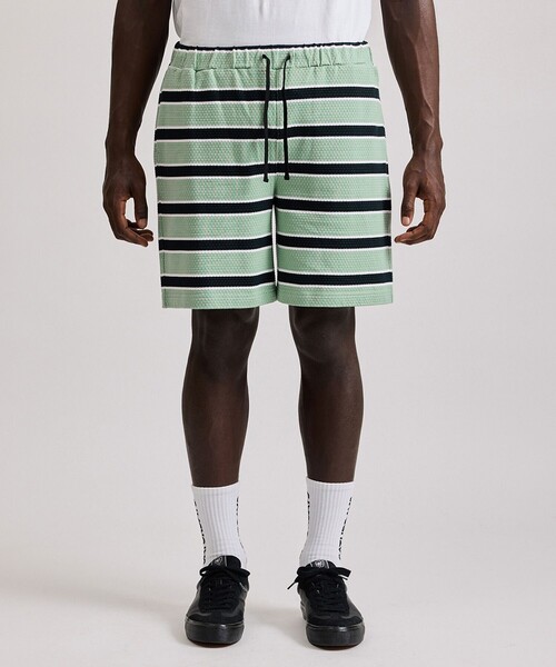 Saturdays NYC(サタデーズ ニューヨークシティ )の「Mesh Border Stripe Shorts(その他パンツ・メンズ・パープル/ライトグリーン・M/S/XL/L)」の2枚目の写真