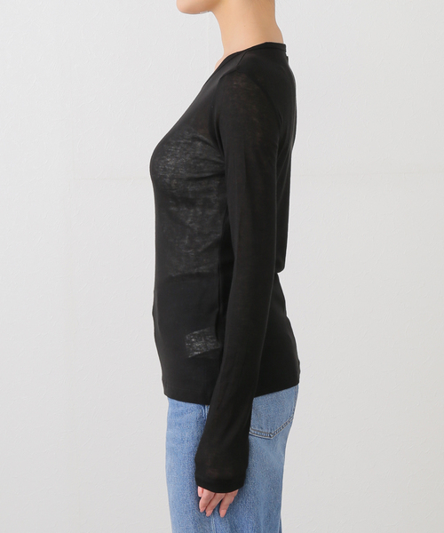 PULP/417EDIFICE(パルプフォーワンセブンエディフィス)の「999HUMANITY / 999ヒューマニティ WOOL TENCEL BLENDED LAYERED(Tシャツ/カットソー・レディース・グリーン/ブラック/グレー・FREE)」の6枚目の写真
