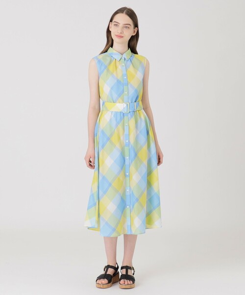 クレストブリッジチェックカラミクロスシャツドレス（ワンピース