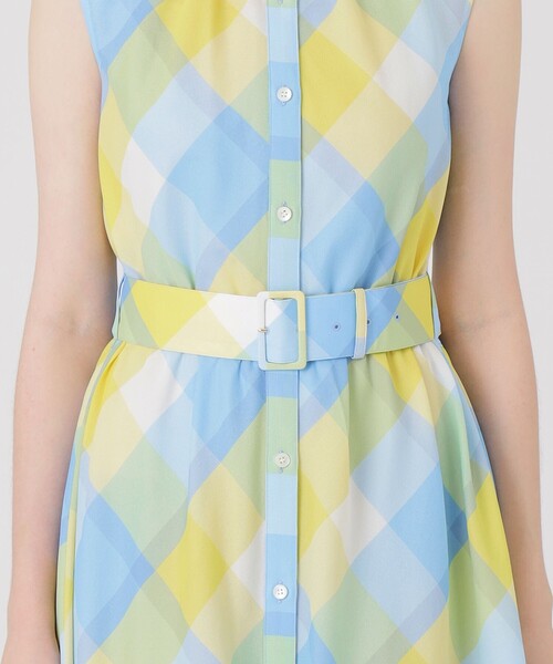 BLUE LABEL CRESTBRIDGE（ブルーレーベルクレストブリッジ）の「クレストブリッジチェックカラミクロスシャツドレス（ワンピース・レディース・ベージュ系その他/ワイン/イエロー系その他2・38/36）」の18枚目の写真