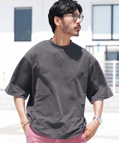 jiggys shop（ジギーズショップ）の「フェードピグメント ヴィンテージ加工 クルーネック 半袖 スウェットTシャツ（Tシャツ/カットソー・メンズ・ブラック系その他/パープル/グレー/ライトブルー/ライトピンク・X-LARGE/MEDIUM/LARGE）」の2枚目の写真