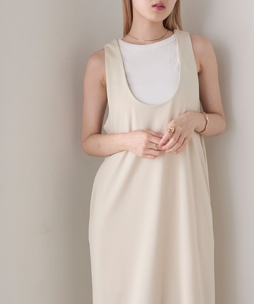 forksy.】【オケージョン対応】異素材バルーンヘムノースリーブ