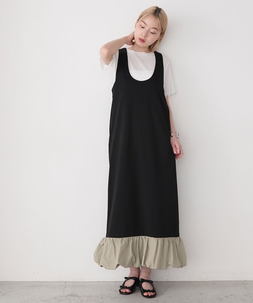 forksy.】【オケージョン対応】異素材バルーンヘムノースリーブ