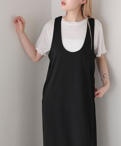 forksy.】【オケージョン対応】異素材バルーンヘムノースリーブ