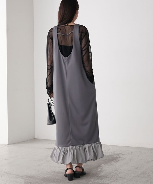 forksy.】【オケージョン対応】異素材バルーンヘムノースリーブ