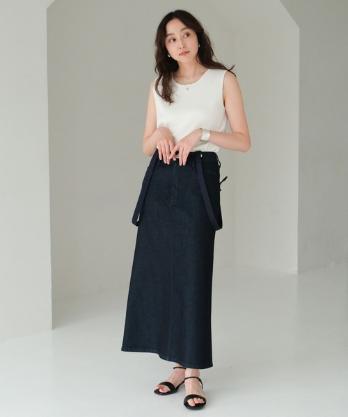 Elura（エルーラ）の「冷感サスペンダー付きデニムスカート＜低身長サイズあり＞/495591（デニムスカート・レディース・ブルー/ネイビー・FREE/FREE(S)）」の7枚目の写真