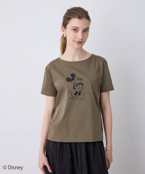 LE SOUK HOLIDAY(ルスークホリデー)の「Mickey Mouse/モチーフTシャツ【接触冷感】(Tシャツ/カットソー・レディース・カーキ/オフホワイト/チャコールグレー・M/L)」の3枚目の写真