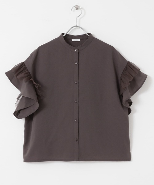 ITEMS URBANRESEARCH（アイテムズ アーバンリサーチ）の「チュールドッキングフリルブラウス（シャツ/ブラウス・レディース・グレー系その他/ブラック/オフホワイト・FREE）」の18枚目の写真