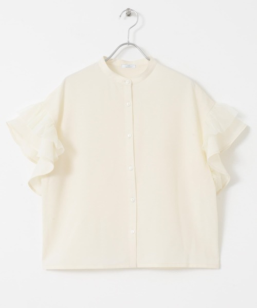 ITEMS URBANRESEARCH（アイテムズ アーバンリサーチ）の「チュールドッキングフリルブラウス（シャツ/ブラウス・レディース・グレー系その他/ブラック/オフホワイト・FREE）」の19枚目の写真