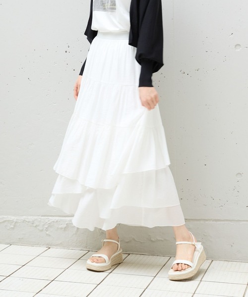 Andemiu（アンデミュウ）の「ティアードフレアスカート576745（スカート・レディース・ブラック/ホワイト・FREE）」の18枚目の写真