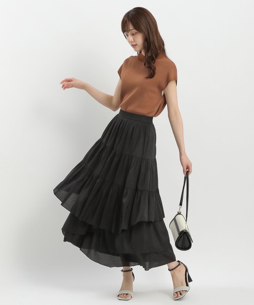 Andemiu（アンデミュウ）の「ティアードフレアスカート576745（スカート・レディース・ブラック/ホワイト・FREE）」の12枚目の写真