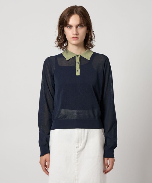 Steven Alan（スティーブンアラン）の「＜Steven Alan＞リンガー ポロニット（ニット/セーター・レディース・グレー/ブラック/ネイビー・FREE）」の18枚目の写真