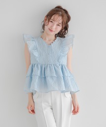 ネックスカラップジャガードトップス