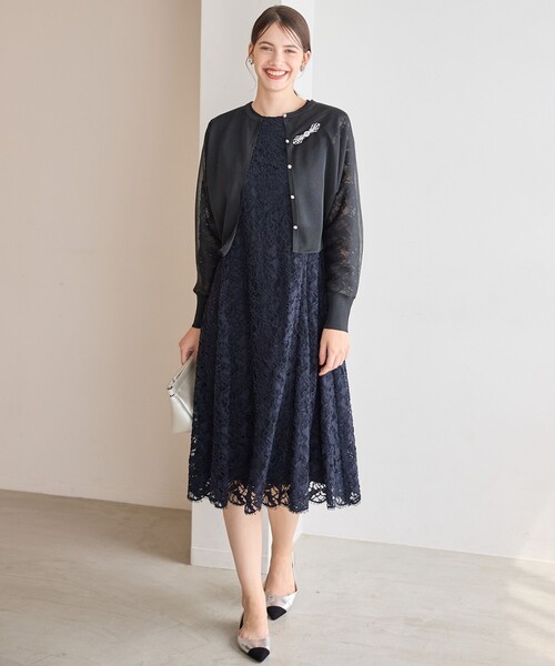 ✴︎美品✴︎【APPLAUDIR】モールラインフラワーレース ドレス APPLAUDIR】モールラインフラワーレース ドレス（ドレス）｜23区