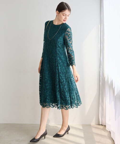 ✴︎美品✴︎【APPLAUDIR】モールラインフラワーレース ドレス APPLAUDIR】モールラインフラワーレース ドレス（ドレス）｜23区