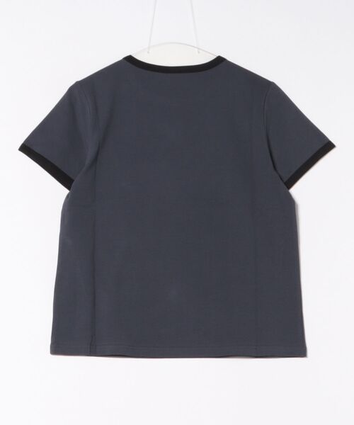 Q（キュー）の「リンガーロゴプリントT（Tシャツ/カットソー・レディース・ネイビー/オリーブ・MEDIUM）」の3枚目の写真