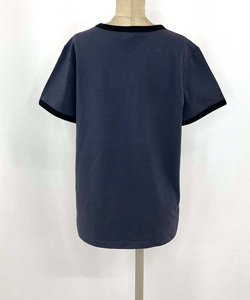 Q（キュー）の「リンガーロゴプリントT（Tシャツ/カットソー・レディース・ネイビー/オリーブ・MEDIUM）」の6枚目の写真