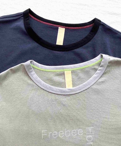 Q（キュー）の「リンガーロゴプリントT（Tシャツ/カットソー・レディース・ネイビー/オリーブ・MEDIUM）」の7枚目の写真