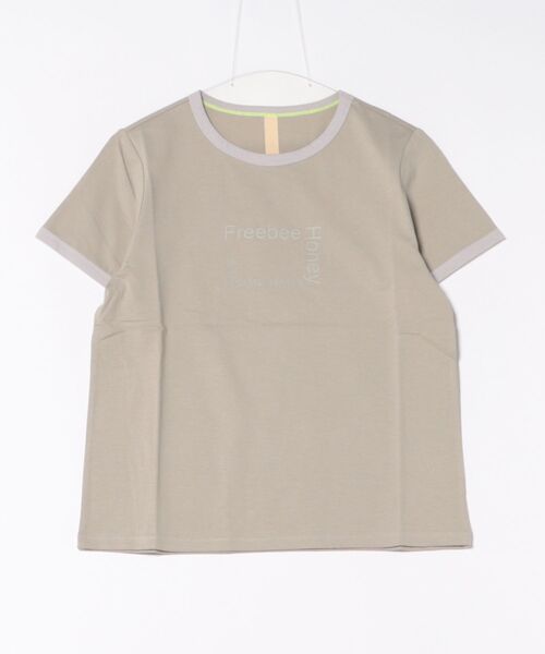 Q（キュー）の「リンガーロゴプリントT（Tシャツ/カットソー・レディース・ネイビー/オリーブ・MEDIUM）」の11枚目の写真