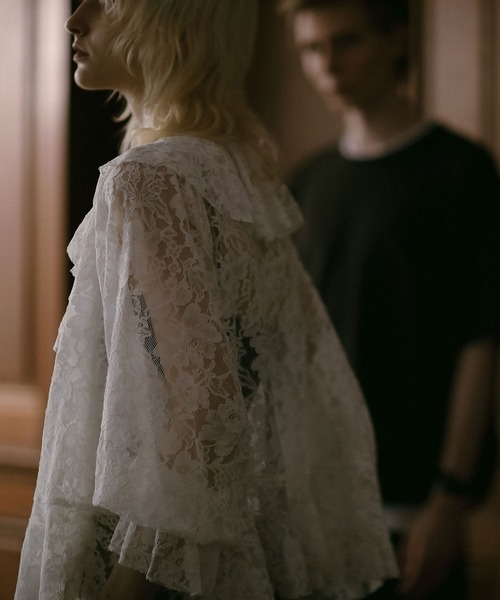 BAYFLOW（ベイフロー）の「【EF（エフ）】ラッフルレースブラウス（WOMEN）（シャツ/ブラウス・レディース・ネイビー/オフホワイト・FREE）」の7枚目の写真