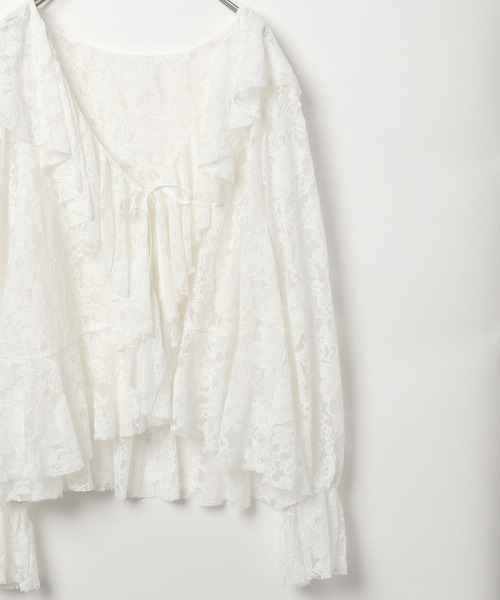 BAYFLOW（ベイフロー）の「【EF（エフ）】ラッフルレースブラウス（WOMEN）（シャツ/ブラウス・レディース・ネイビー/オフホワイト・FREE）」の16枚目の写真