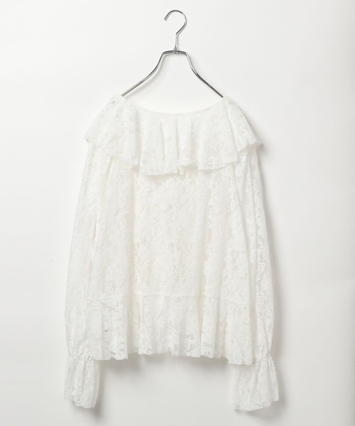 BAYFLOW（ベイフロー）の「【EF（エフ）】ラッフルレースブラウス（WOMEN）（シャツ/ブラウス・レディース・ネイビー/オフホワイト・FREE）」の14枚目の写真