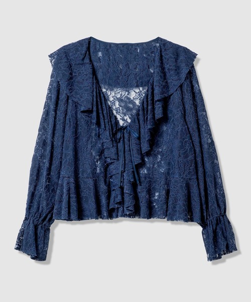 BAYFLOW（ベイフロー）の「【EF（エフ）】ラッフルレースブラウス（WOMEN）（シャツ/ブラウス・レディース・ネイビー/オフホワイト・FREE）」の18枚目の写真