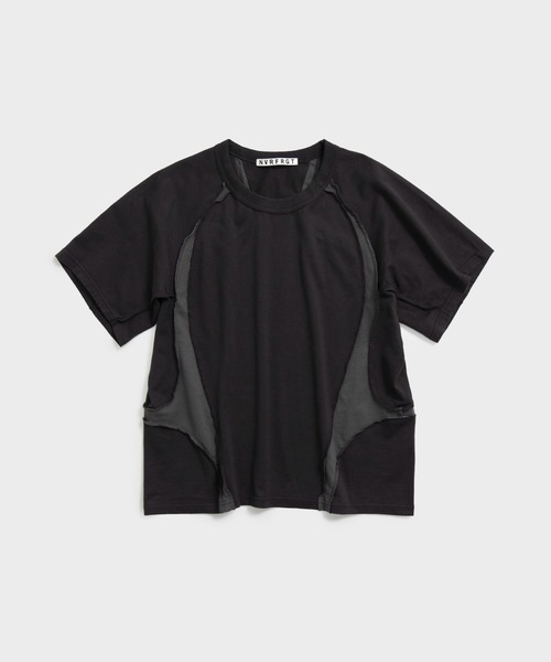 NVRFRGT（ネヴァーフォーゲット）の「別注 PANELED HALF SLEEVE T-SHIRT（Tシャツ/カットソー・メンズ・ベージュ/ブラック・1/2/3）」の2枚目の写真