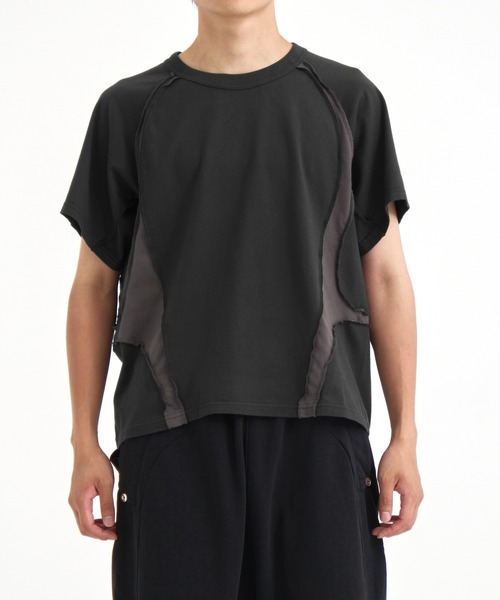 NVRFRGT（ネヴァーフォーゲット）の「別注 PANELED HALF SLEEVE T-SHIRT（Tシャツ/カットソー・メンズ・ベージュ/ブラック・1/2/3）」の3枚目の写真