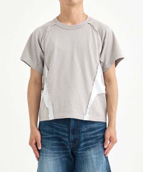 NVRFRGT（ネヴァーフォーゲット）の「別注 PANELED HALF SLEEVE T-SHIRT（Tシャツ/カットソー・メンズ・ベージュ/ブラック・1/2/3）」の10枚目の写真