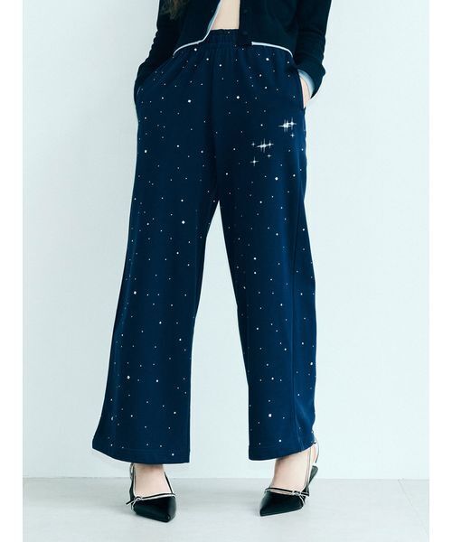 WEB限定00サイズ】ビジューワイドスウェットパンツ（スウェットパンツ