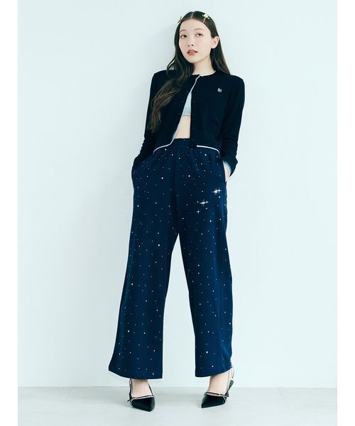 WEB限定00サイズ】ビジューワイドスウェットパンツ（スウェットパンツ