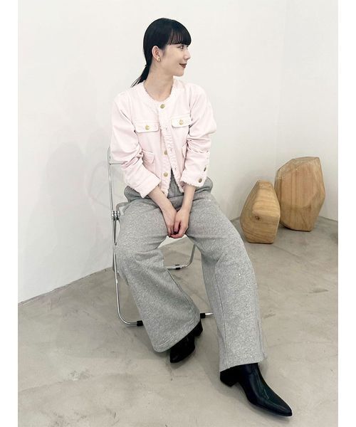 WEB限定00サイズ】ビジューワイドスウェットパンツ（スウェット