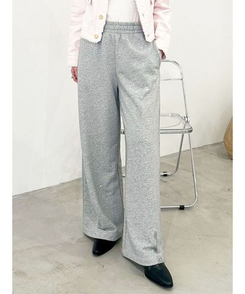 WEB限定00サイズ】ビジューワイドスウェットパンツ（スウェット