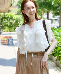 JOURNAL STANDARD - ジャーナルスタンダード 半袖ブラウス バンドカラー 薄緑 is7 ジャーナルスタンダード JOURNAL STANDARD 2WAYシアービッグ