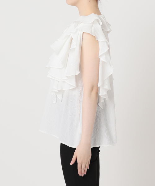 JOURNAL STANDARD（ジャーナルスタンダード）の「ラッフルカラーコットンボイルブラウス（シャツ/ブラウス・レディース・ブラック/ホワイト・FREE）」の16枚目の写真