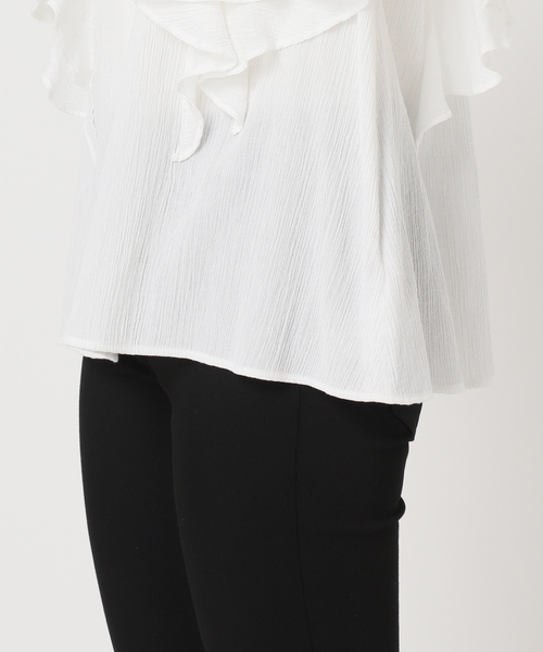 JOURNAL STANDARD（ジャーナルスタンダード）の「ラッフルカラーコットンボイルブラウス（シャツ/ブラウス・レディース・ブラック/ホワイト・FREE）」の20枚目の写真