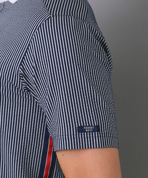 adabat(アダバット)の「【新レーベル ADABAT NAVY】吸水速乾 サッカーストライプポロシャツ(ポロシャツ・メンズ・ネイビー/ネイビー系2・50/48/52/46)」の3枚目の写真