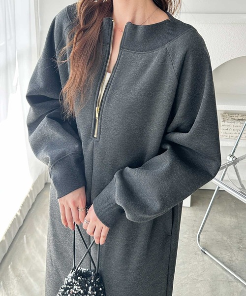 GeeRA(ジーラ)の「前後2WAYハーフジップスウェットワンピ―ス(ワンピース・レディース・オートミール/チャコール/ブラック・MEDIUM/LARGE/X-LARGE)」の10枚目の写真