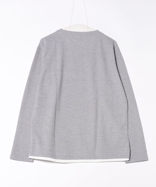 NAVY(ネイビー)の「NAVY 時短フェイクレイヤード メランジダブルクルーネック長袖Tシャツ(Tシャツ/カットソー・メンズ・ブラック/カーキ/グレー/ベージュ/ネイビー・XL/L/M/S)」の19枚目の写真