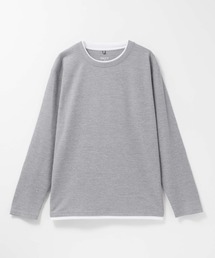 NAVY | NAVY 時短フェイクレイヤード メランジダブルクルーネック長袖Tシャツ(Tシャツ/カットソー)